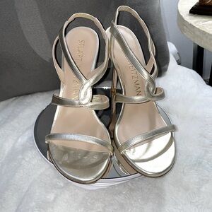 STUART WEITZMAN Womens Gold Slingback Soiree 100 Stiletto Heeled Sandal 7 M